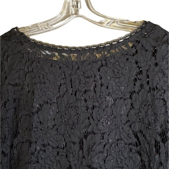 Isaac Mizrahi Live! Black Women's Shell with Lace Overlay Size 1X - Picture 7 of 9